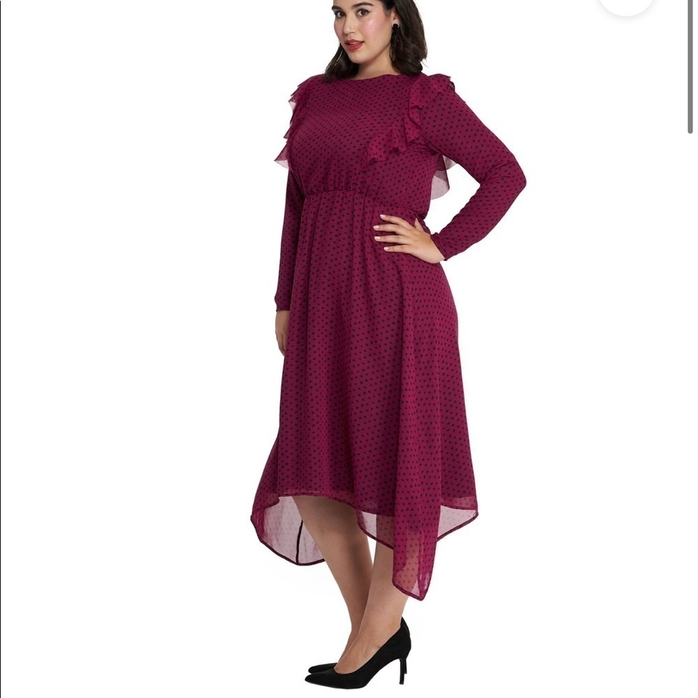 Wukogals Willow Chiffon Asymmetrical Dress Merlot - Picture 3 of 12